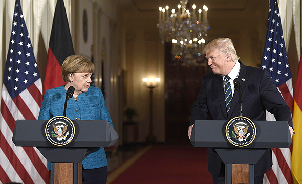 קנצלרית גרמניה אנגלה מרקל ונשיא ארה"ב דונלד טראמפ, צילום: איי אף פי