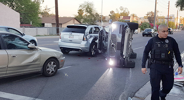 הרכב של אובר לאחר התאונה, צילום: רויטרס
