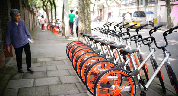 Mobike bikes in China. Photo: tech.sina