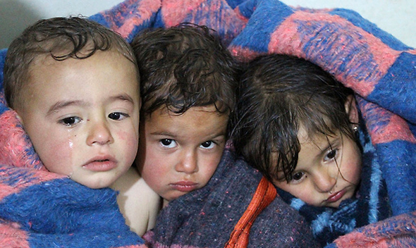 ילדים שנפגעו בהפצצה בסוריה