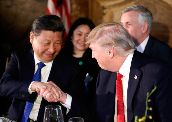 נשיאי ארה"ב וסין, בשבוע שעבר, צילום: אי אף פי