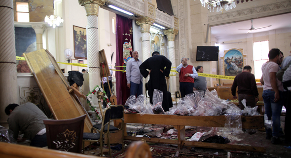כנסיית גאורגיוס בעיר טנטא לאחר הפיגוע, צילום: אי פי איי