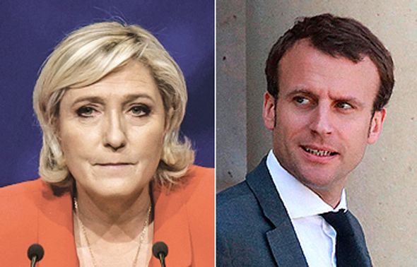 המתמודדים בסיבוב השני בבחירות בצרפת עמנואל מקרון ומרין לה פן