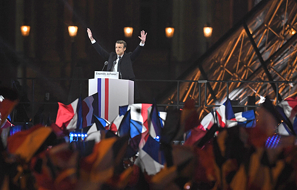 עמנואל מקרון נאום ניצחון בחירות לנשיאות צרפת 2017 מוזיאון הלובר, צילום: גטי אימג'ס