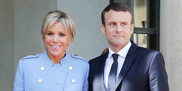 נשיא צרפת עמנואל מקרון ואשתו בריג
