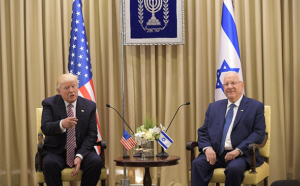 הנשיא ראובן רובי ריבלין ו נשיא ארה"ב דונלד טראמפ ביקור בישראל מאי 2017, צילום: איי אף פי