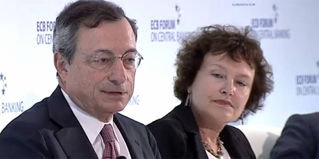 קרנית פלוג עם נגיד הבנק המרכזי של אירופה מריו דראגי , צילום: youtube