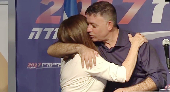 אבי גבאי שלי יחימוביץ נאום הניצחון, צילום מסך: ynet