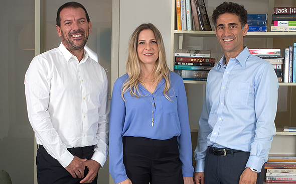 Qumra founders Erez Shachar, Sivan Shamri Dahan and Boaz Dinte. Photo: Ronen Topelberg