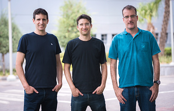 DataRails founders Didi Gurfinkel (left), Eyal Cohen, Oded Har-Tal. Photo: Idan Sabach 