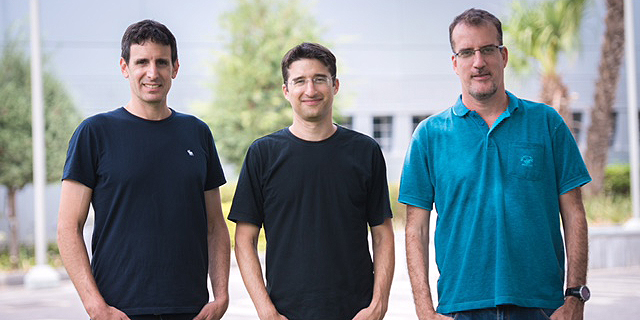 DataRails founders Didi Gurfinkel (left), Eyal Cohen, Oded Har-Tal. Photo: Idan Sabach 