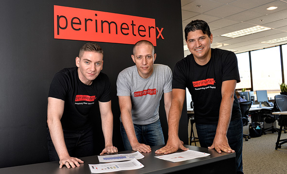 PerimeterX co-founders Ophir Ashkenazi (left), Ido Safruti and Omri Iluz. Photo: PR