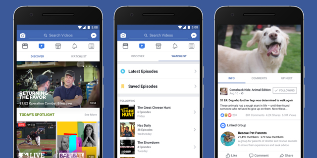 פייסבוק חשפה את Watch, שירות סדרות רשת והפקות מקור 