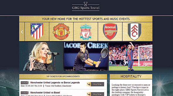 The GBG Sports Travel website