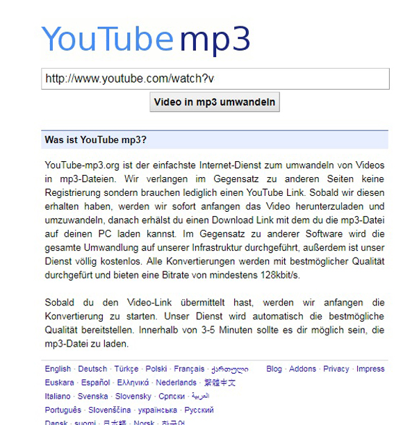 יוטיוב פיראטיות MP3, צילום: youtube-mp3.org