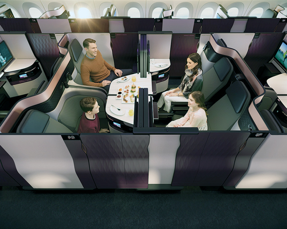 ארבעה נוסעים שטסים ביחד יוכלו להפוך את המושבים שלהם לאזור פרטי, צילום: Qatar Airways