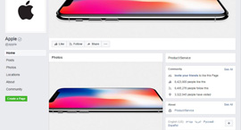 Apple's blank Facebook page