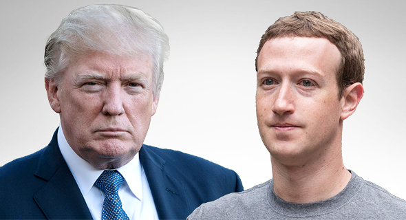 מימין מייסד פייסבוק מארק צוקרברג ונשיר ארה"ב דונלד טראמפ, צילום: איי אף פי