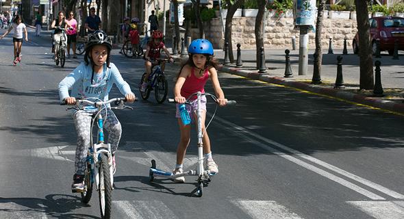 Kids riding bikes on Yom Kippur