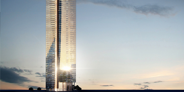 הדמיית המגדל עם 60 קומות. התוכנית נפסלה, הדמיה: משה צור אדריכלים ובוני ערים