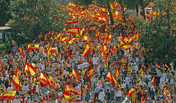 הפגנות במדריד נגד עצמאות קטלוניה, צילום: גטי אימג