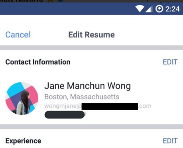פייסבוק חיפוש עבודה, צילומי מסך מטוויטר
