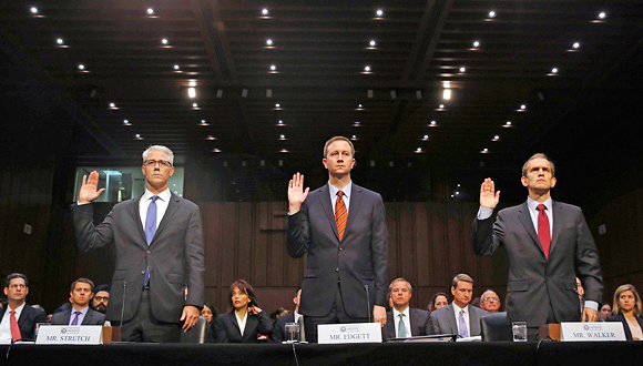 נציגי פייסבוק, טוויטר וגוגל בסנאט לפני שבוע, צילום: איי פי
