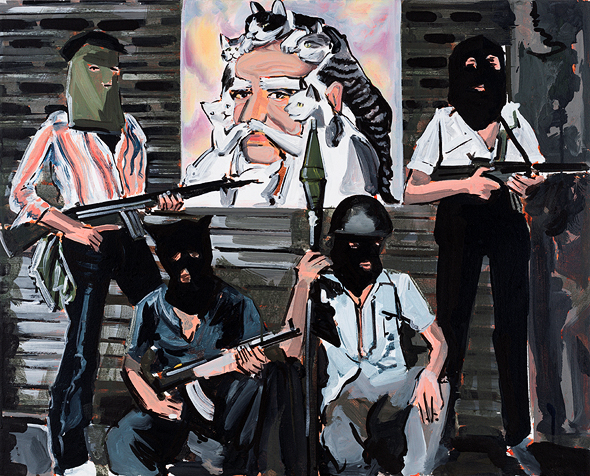 הציור "צוות אוהב שבט" של לרום. "האמנים חייבים להיות המצפון של החברה", צילום: אלעד שריג