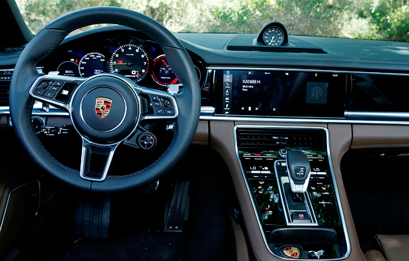 The inside of a Porsche. Photo: Amit Sha'al
