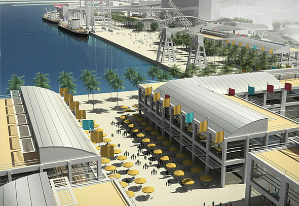 תכנית חזית הים העירונית. רציפי הנמל ייפתחו ויצטרפו למתחם, הדמיה: Ami Shinar- Amir Mann Architects & Planners