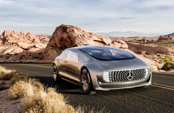 הדמיית רכב העתיד של מרצדס. "הוא יהיה אלקטרוני, מקושר לאינטרנט, אוטונומי ושיתופי, כך שיהיה אפשר להשכירו לזמן קצוב לאחרים"