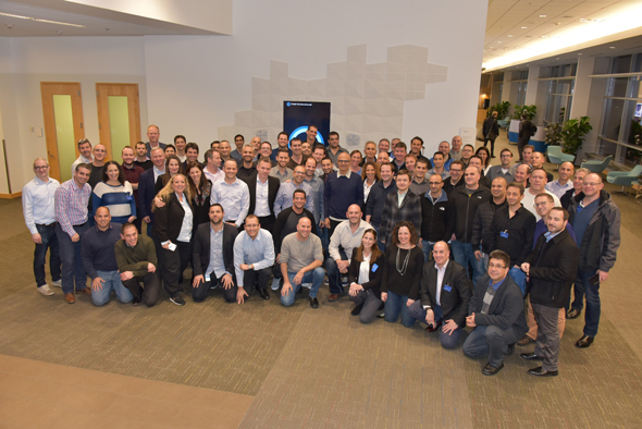 Microsoft CEO Satya Nadella  with the delegation of startups. Photo: PR