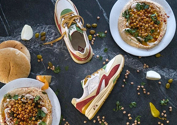 Sneakerbox' hummus sneakers. Photo: AMit Reem