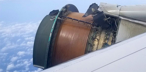 מנוע של מטוס שהתפרק באוויר, צילום: Maria Falaschi/Twitter
