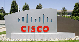 A sign at the entrance to Cisco headquarters. Photo: Bloomberg