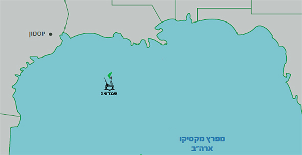 מיקום מאגר שננדואה במפרץ מקסיקו