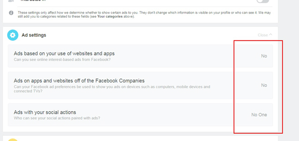 פייסבוק פרטיות גולשים מעקב מדיה חברתית, צילום מסך