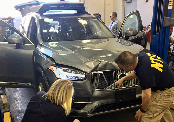 Uber's car post-accident. Photo: Reuters