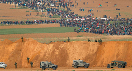 Palestinian protests in Gaza on Monday. Photo: AFP