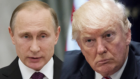 מימין: נשיא ארה"ב דונלד טראמפ ונשיא רוסיה ולדימיר פוטין
