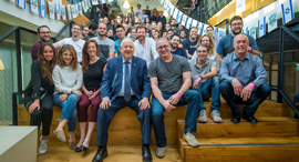 Israeli President Reuven Rivlin visiting Waze. Photo: Viktor Levi