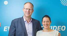 Kaltura co-founders Ron Yekutiel (left) and Michal Tsur. Photo: Tommy Herpaz