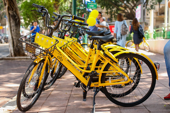 Ofo bikes in Ramat Gan. Photo: Shlomi Mizrachi