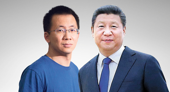 מימין: נשיא סין שי ג'ינפינג ומייסד בייטדאנס, ג'אנג יי מינג