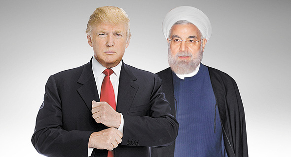 מימין: נשיא איראן חסן רוחאני ונשיא ארה"ב דונלד טראמפ