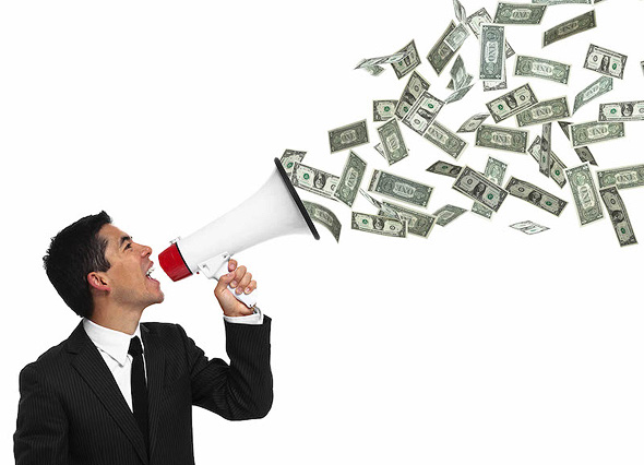 Money megaphone. Photo: Shutterstock