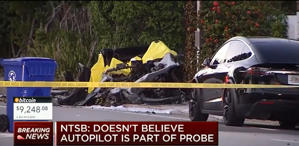 טסלה תאונה פורט לודרדייל פלורידה, צילום מסך: MSNBC          