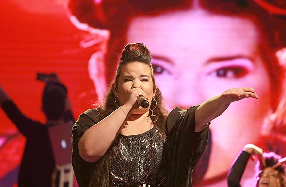 Netta Barzilai performing in Tel Aviv following her Eurovision win in May. Photo: Orel Cohen