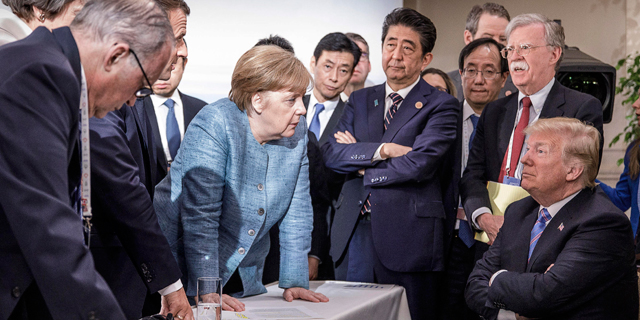 דונלד טראמפ מול מנהיגי מדינות בפסגת G7. עוזרי הבית הלבן נבהלו מהדיווח, צילום: אי פי איי