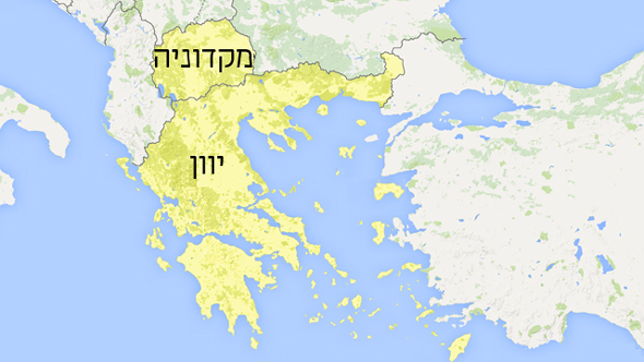 מפת מקדוניה ויוון